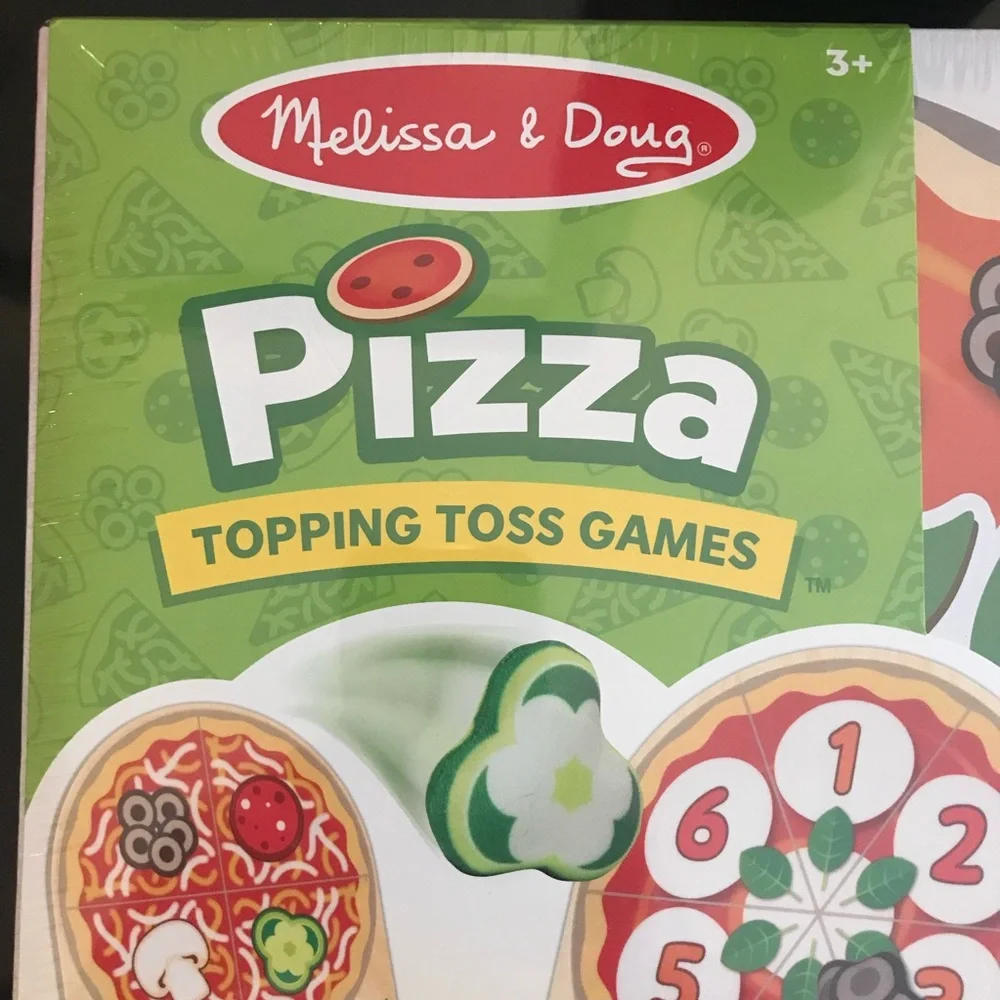 Melissa & Doug Wooden Double-Sided Pizza Topping Toss Games